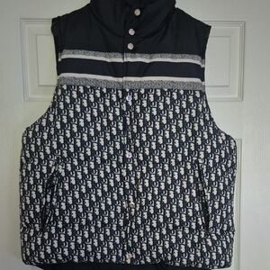 Dior Navy and White Monogram Quilted Vest